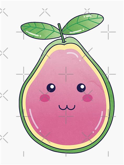 Kawaii Guava Fruit Food Sticker By Gostotee Redbubble