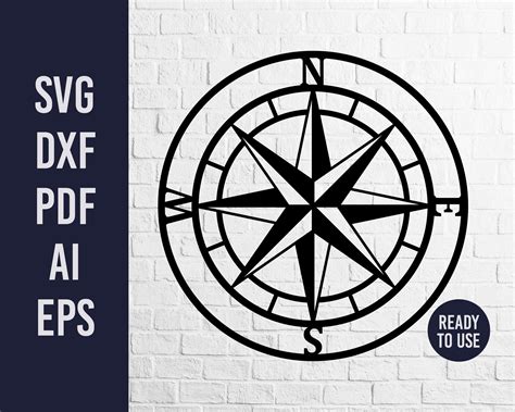 Compass Laser Cut Files Svg Dxf Pdf Ai Eps Nautical Svg File For