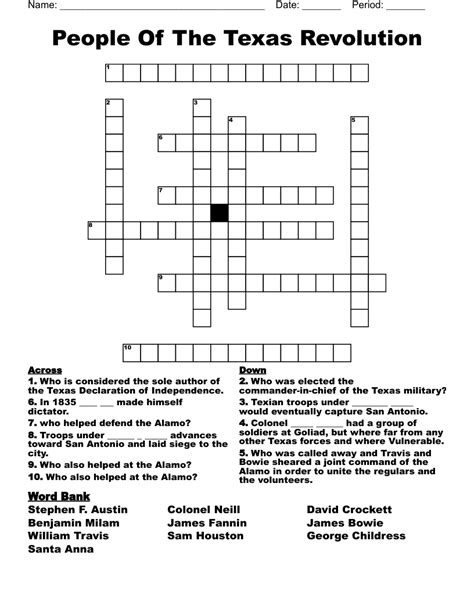 Remember The Alamo Crossword Wordmint