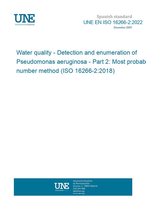 UNE EN ISO 16266 2 2022 Water Quality Detection And Enumeration Of