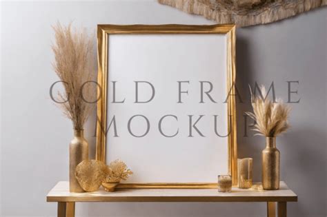 Gold Frame Mockup Psd Mockup Graphic By Summit Avenue · Creative Fabrica