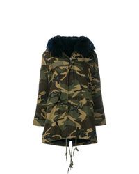 Tenue Parka camouflage vert foncé Poncho beige Jupe mi longue