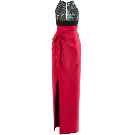 J Mendel Column Gown With Lurex Cloque Jacquard Bodice And Belt