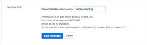zoom customize personal meeting link office  information technology