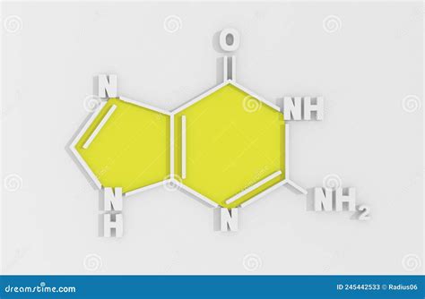 Chemical Structural Formula Of Guanine Dna And Rna Nitrogen Base 3d Render Stock Illustration