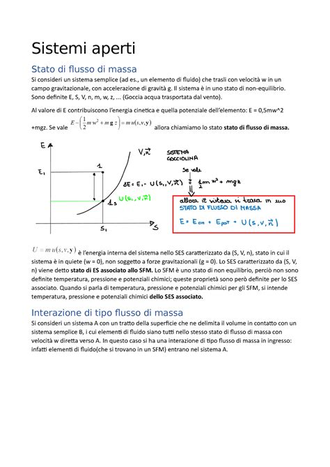 Sistemi Aperti Riassunto Sistemi Aperti Stato Di Flusso Di Massa Si