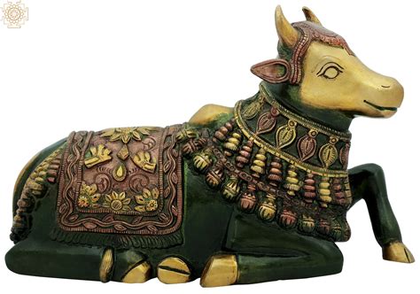 Nandi Idol The Vehicle Of Lord Shiva Handmade Brass Statue