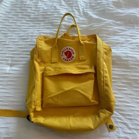 Fjallraven Kanken Yellow Backpack Bright Yellow Depop
