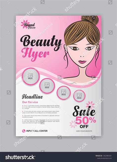 Flyer Template With Beautiful Woman Vector For Royalty Free Stock