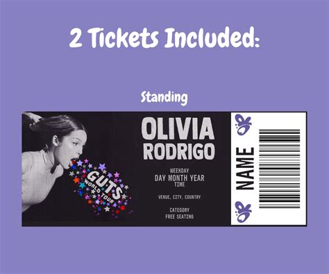 Olivia Rodrigo Editable Concert Ticket Canva Template Customizable