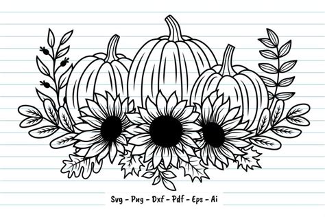 Flower Pumpkin Svg Fall Pumpkin Svg Fall Svg Pumpkin With Flower Svg