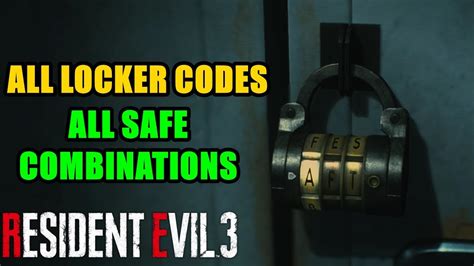 All Locker Codes And Safe Combinations Resident Evil 3 Remake YouTube