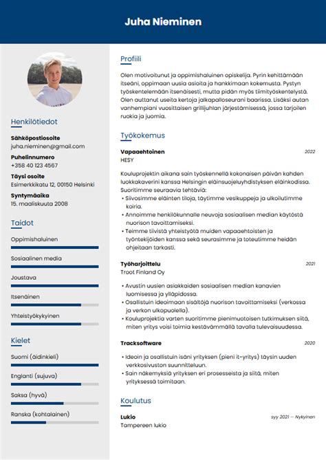 Yli 50 ilmaista CV-esimerkkiä | Lataa ja muokkaa nyt