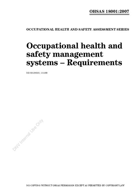 Pdf Occupational Health And Safety Management Systems Requirements Occupational Health And