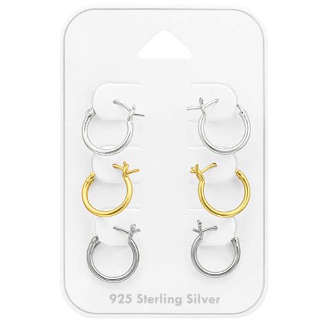 Ohrringe Creolen Set Sterling Silber