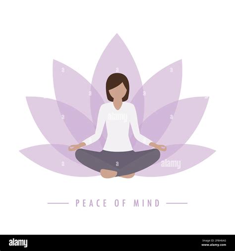 Yoga Girl Lotus Flower Background Peace Of Mind Stock Vector Image