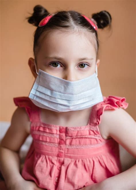 Kid Girl Wearing Protection Face Mask Against Coronavirus. Stock Photo - Image of female ...