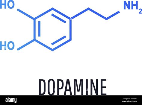 Dopamina fórmula química molecular aislado sobre fondo blanco Icono de