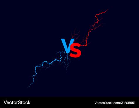 Vs text with red and blue lightning versus battle Vector Image