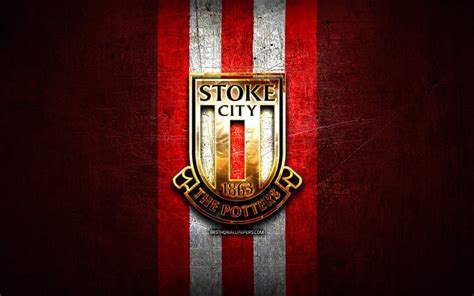 Download Wallpapers Stoke City Fc Golden Logo Efl Championship Red