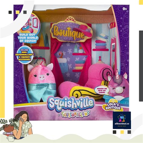 Squishville By Squishmallow Boutique Play Scene 2” Lola Soft Mini Squishmallow 8” Playset 1