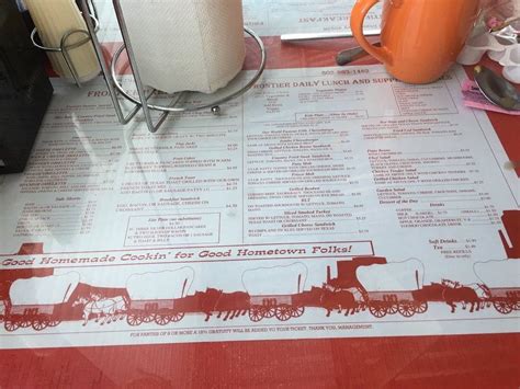 Menu at Frontier Cafe, Louisville