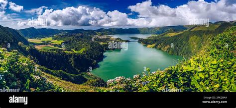 Beautiful View Of Seven Cities Lake Lagoa Das Sete Cidades From Vista