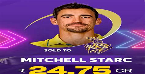 Mitchell Starc Sold To KKR For All Time High Rs 24 75 Crore