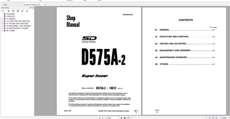 Komatsu Bulldozer D A Shop Manual Sebm Auto Repair