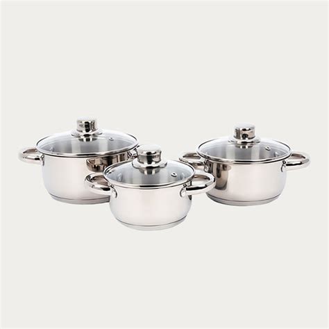 Pc Stainless Steel Set With Glass Lids Tissolli