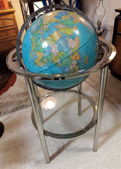Mcm Globe With Chrome Floor Stand By Vintageofdistinction On Etsy Mid