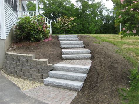 Walkway Retaining Wall Granite Steps And Brick Headwall Kingston Nh Labrie Property