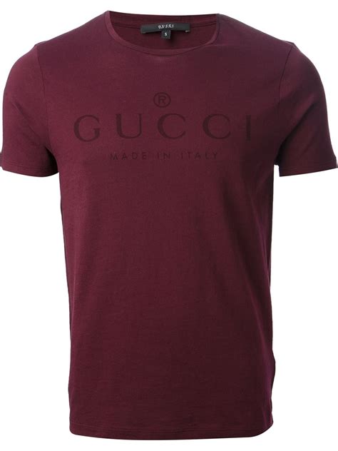 Gucci Logo Print Tshirt in Red (Purple) for Men - Lyst