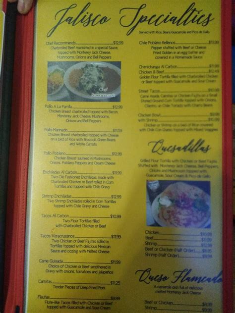 Menu At Jalisco Mexican Restaurant Bar Hallettsville