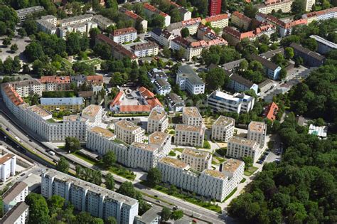 Luftaufnahme München Mehrfamilienhaus Wohnanlage LIVING ISAR im