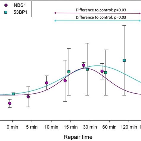 Repair At 0 8 C Kinetics Of NBS1 And 53BP1 Foci Formation And Decay