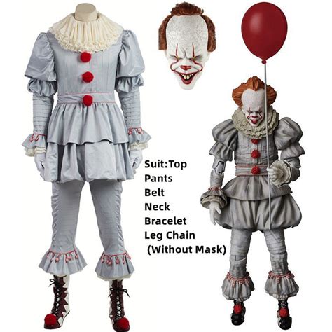 Pennywise Cosplay Costume Halloween Outfits Gray Cotton Blend Material