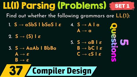 LL 1 Parsing Solved Problems Set 1 YouTube