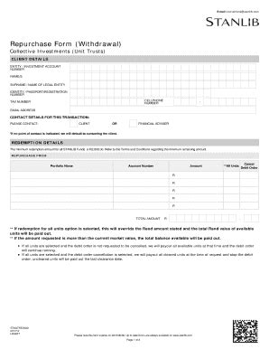 Stanlib Repurchase Form Fill And Sign Printable