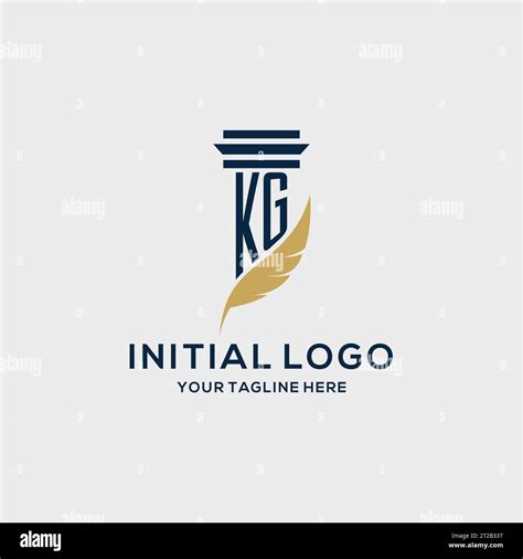 KG Monogram Initial Logo With Pillar And Feather Design Law Firm Logo