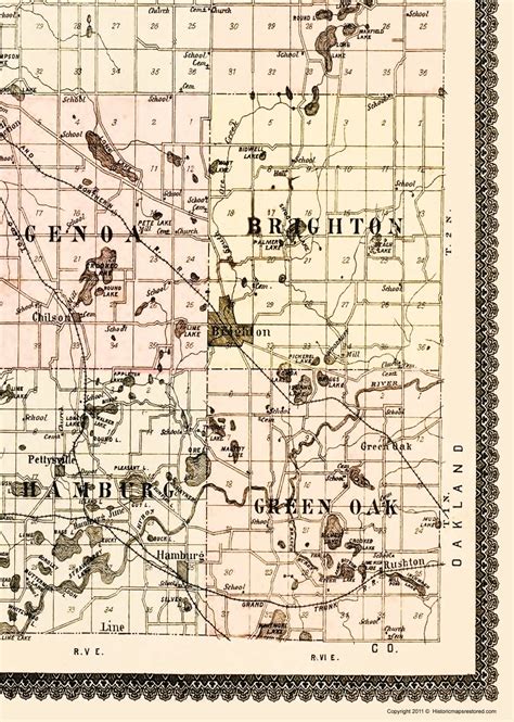 Historic County Map Livingston County Michigan Ogle 1895 23 X 32