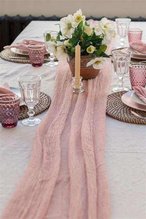 Dusty Rose Gauze Table Runner Table Runner For Wedding Wedding Decor