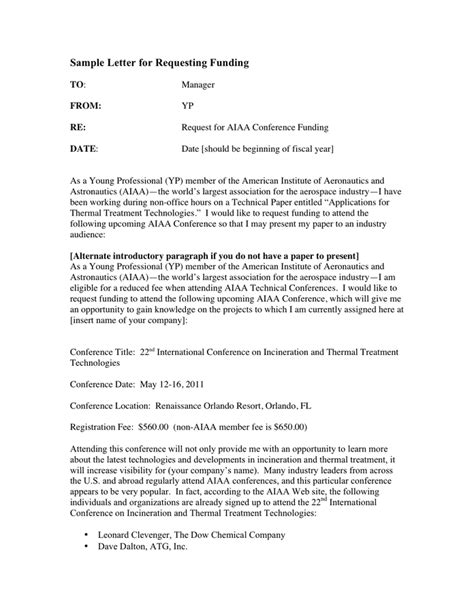 Sample Letter For Requesting Funding In Word And Pdf Formats