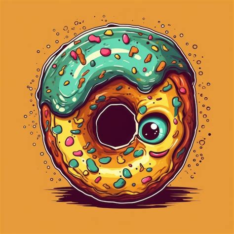 Una ilustración de dibujos animados de un donut Foto Premium