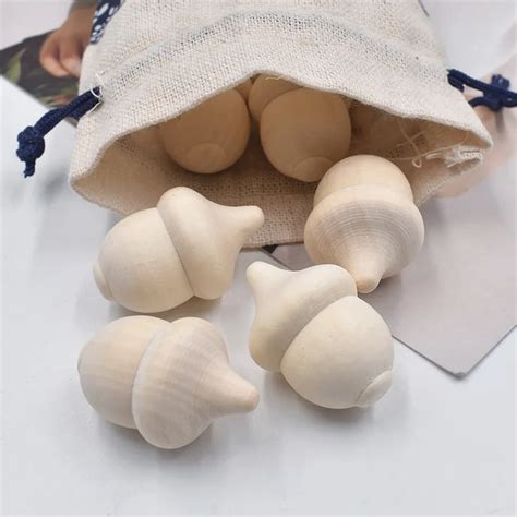 10pcs 3 6x2 4cm Wooden Acorns Natural Wood Counting Sorting Decor