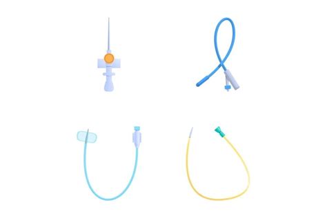 Venous Catheter Icons Set Cartoon Vector Intravenous Cannul