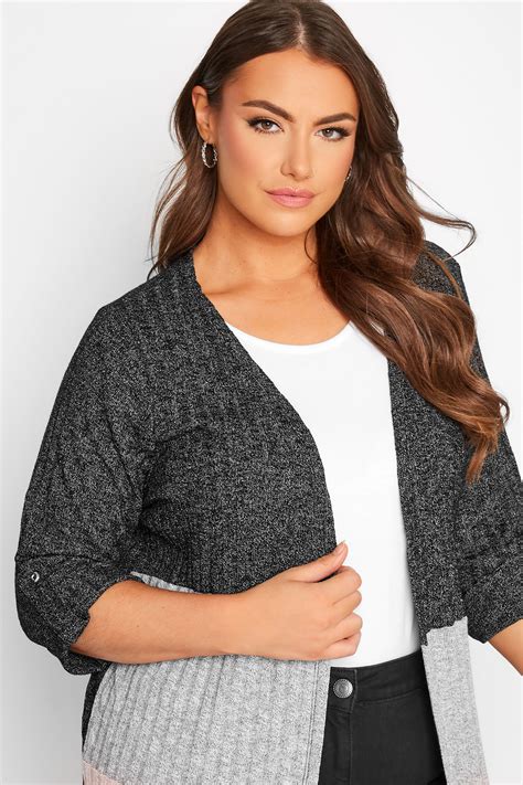 Plus Size Grey Colour Block Cardigan Yours Clothing