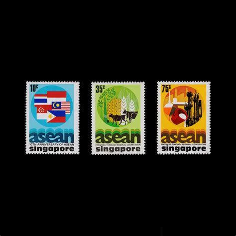 Th Anniversary Of South East Asian Nations Singapore Stamps