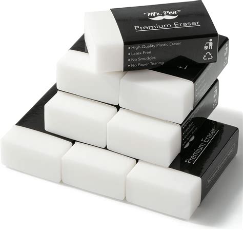 Mr Pen Pencil Eraser 8 Pack White Erasers Erasers For