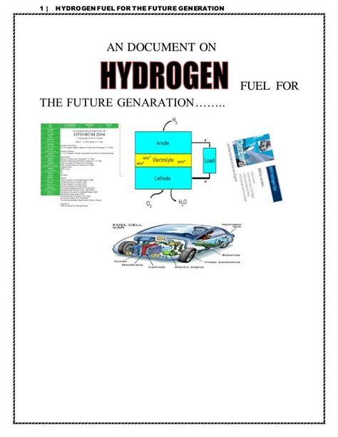 Hydrogen Energy Fuel For The Future